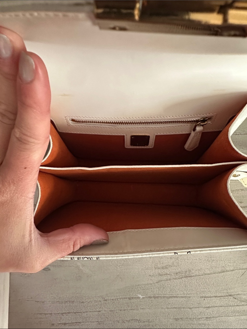MCM White Visetos Logo Crossbody with Gold-Tone Lock - Picture 4 of 6